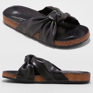 🌺UNIVERSAL THREAD JUNIE Knot Footbed Slides-Black